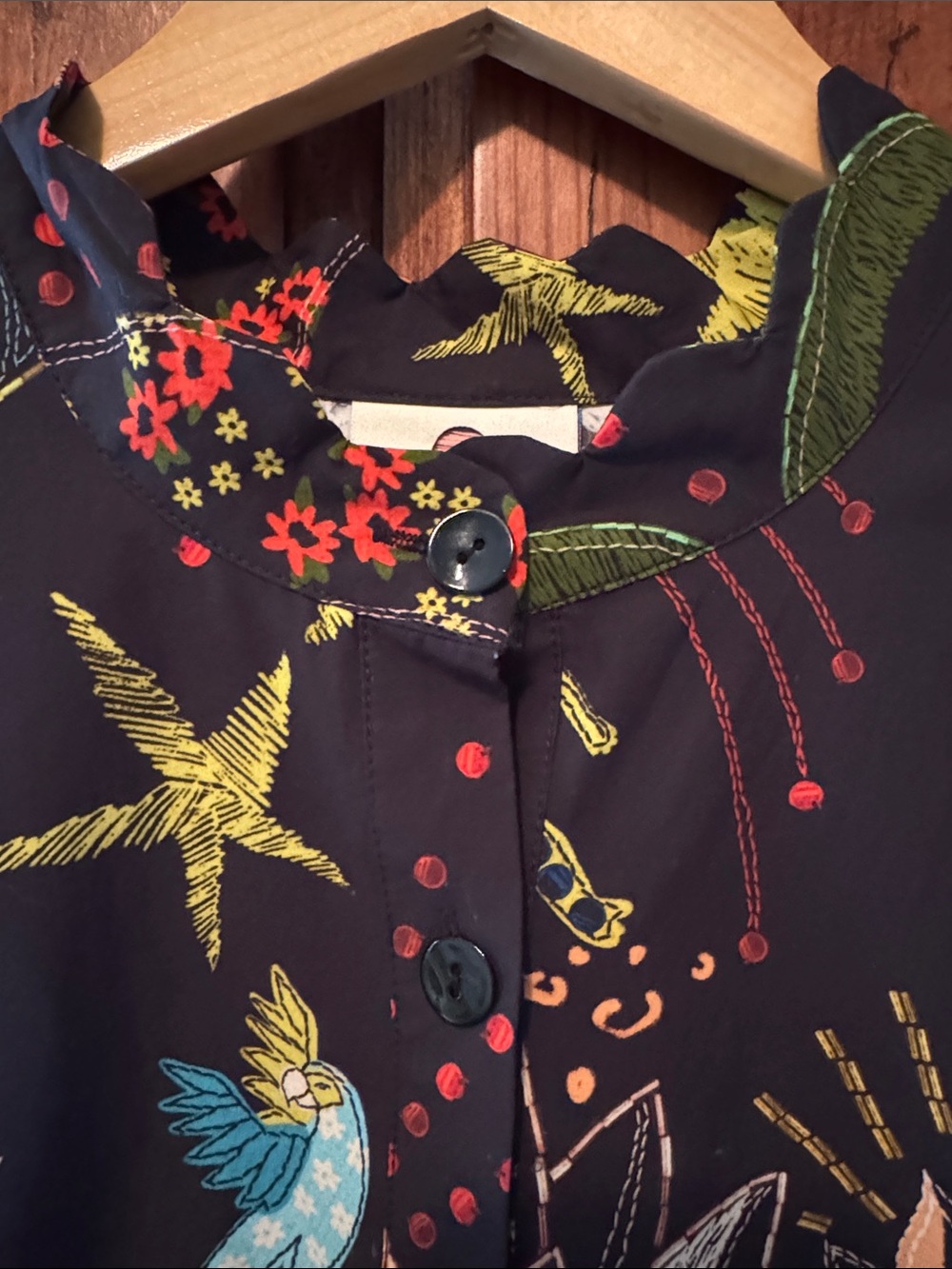 EUC FARM RIO ANTHROPOLOGIE PUFF SLEEVE BUTTONDOWN BLACK TROPICAL MAXI DRESS. M - Picture 4 of 17